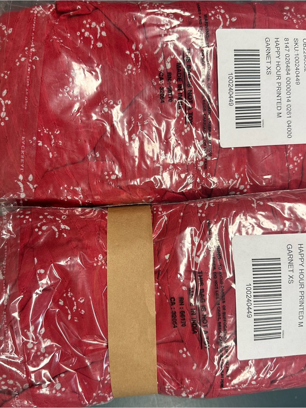 Free People Red Plunging Tiered Mini Dress with White Print - Picture 4 of 4